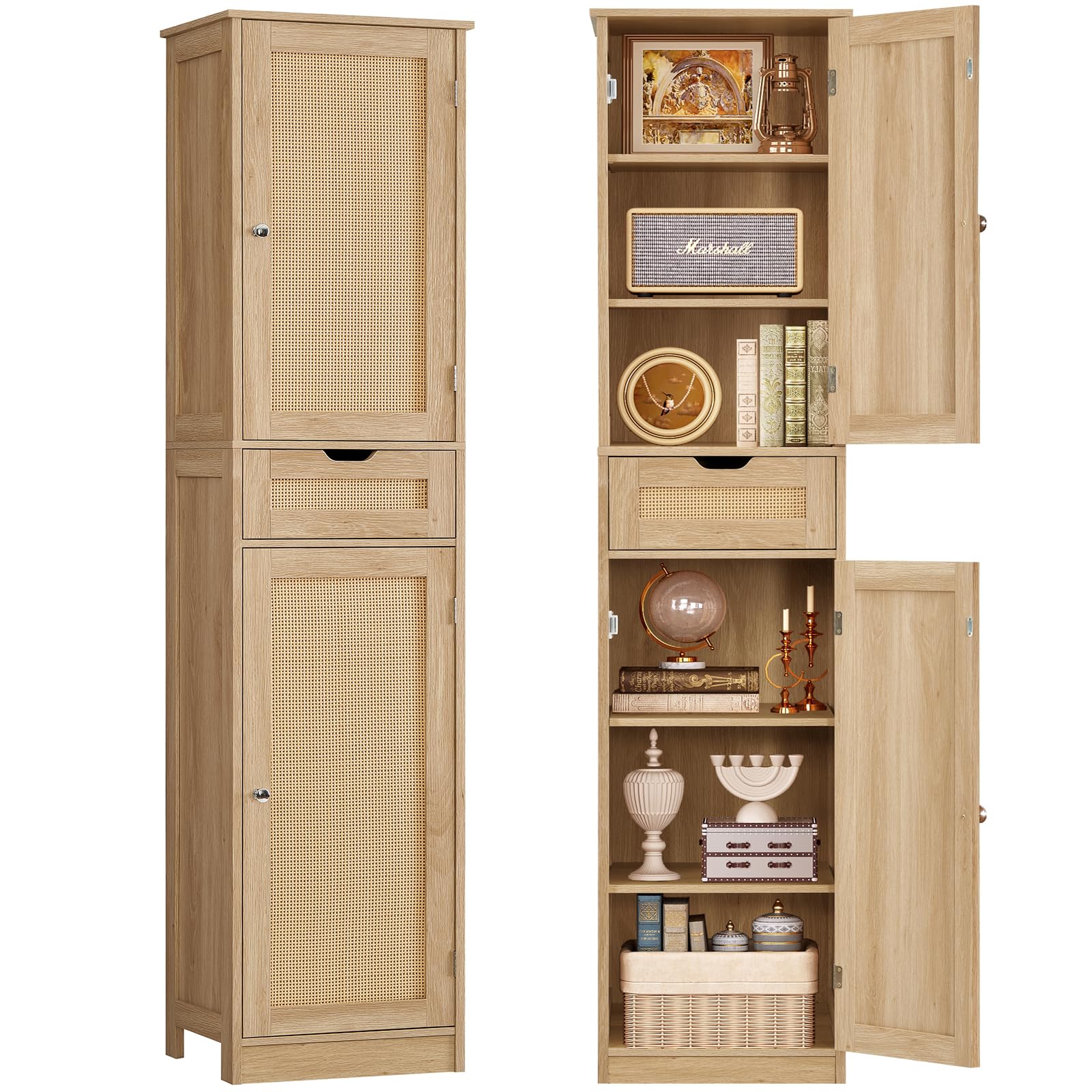 TEENFON Rattan Storage Cabinet
