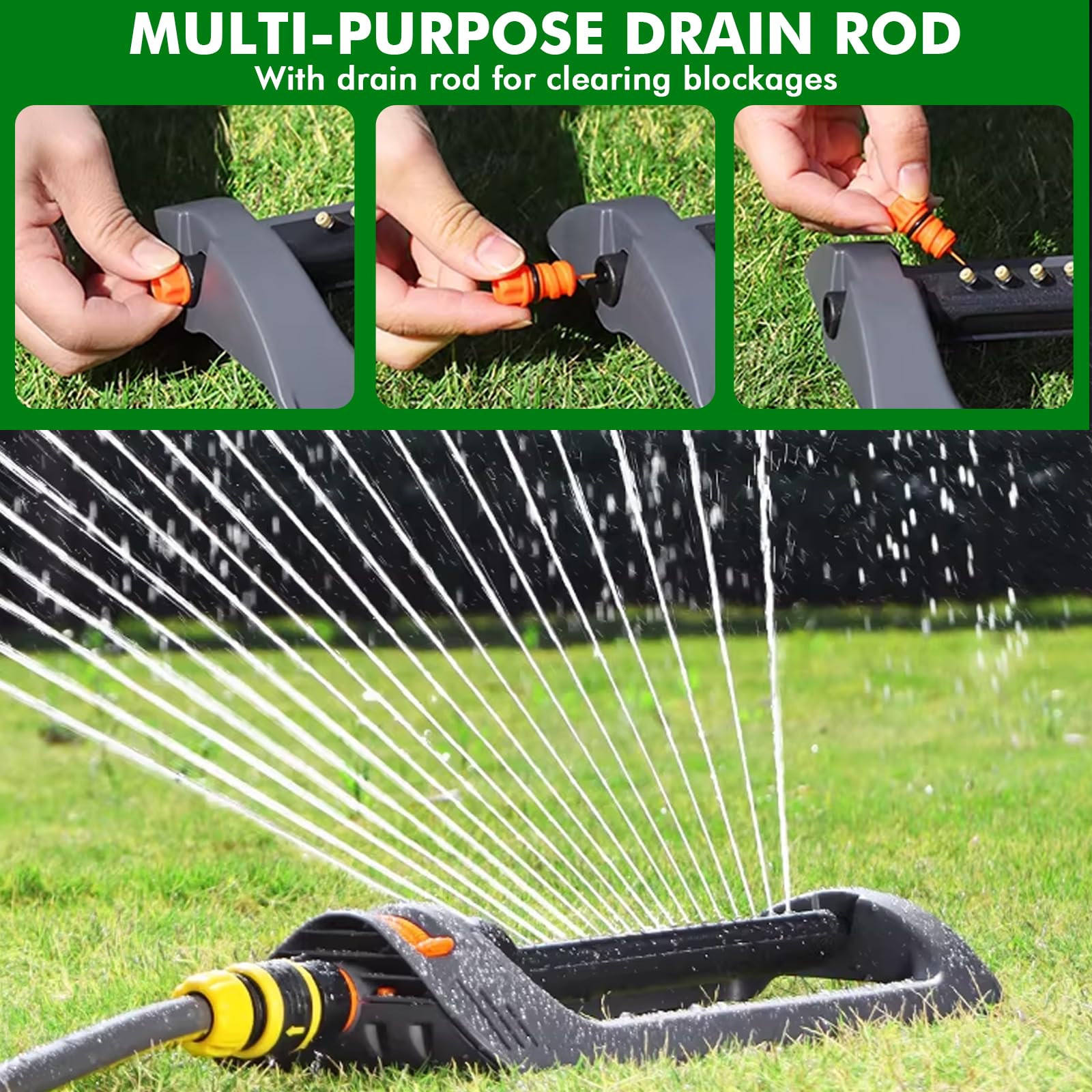 Arroseur Oscillant Automatique, Arroseur Cylindrique Droit à 19 Trous, Arroseur de Jardin Automatique, Dispositif D'arrosage de Pelouse, Adapté à L'irrigation de la Cour