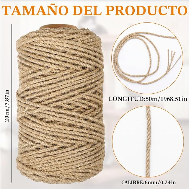 Foto 2 de 7 de Zyluniy Cuerda de Sisal Natural 6mm x 50m para Rascador de Gatos