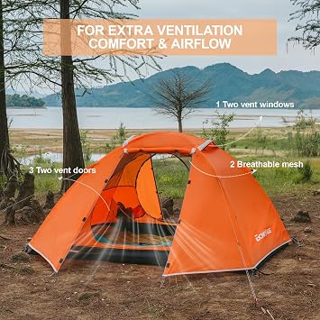 EchoSmile Lightweight Backpacking 2 Person Tent Waterproof Camping Tent