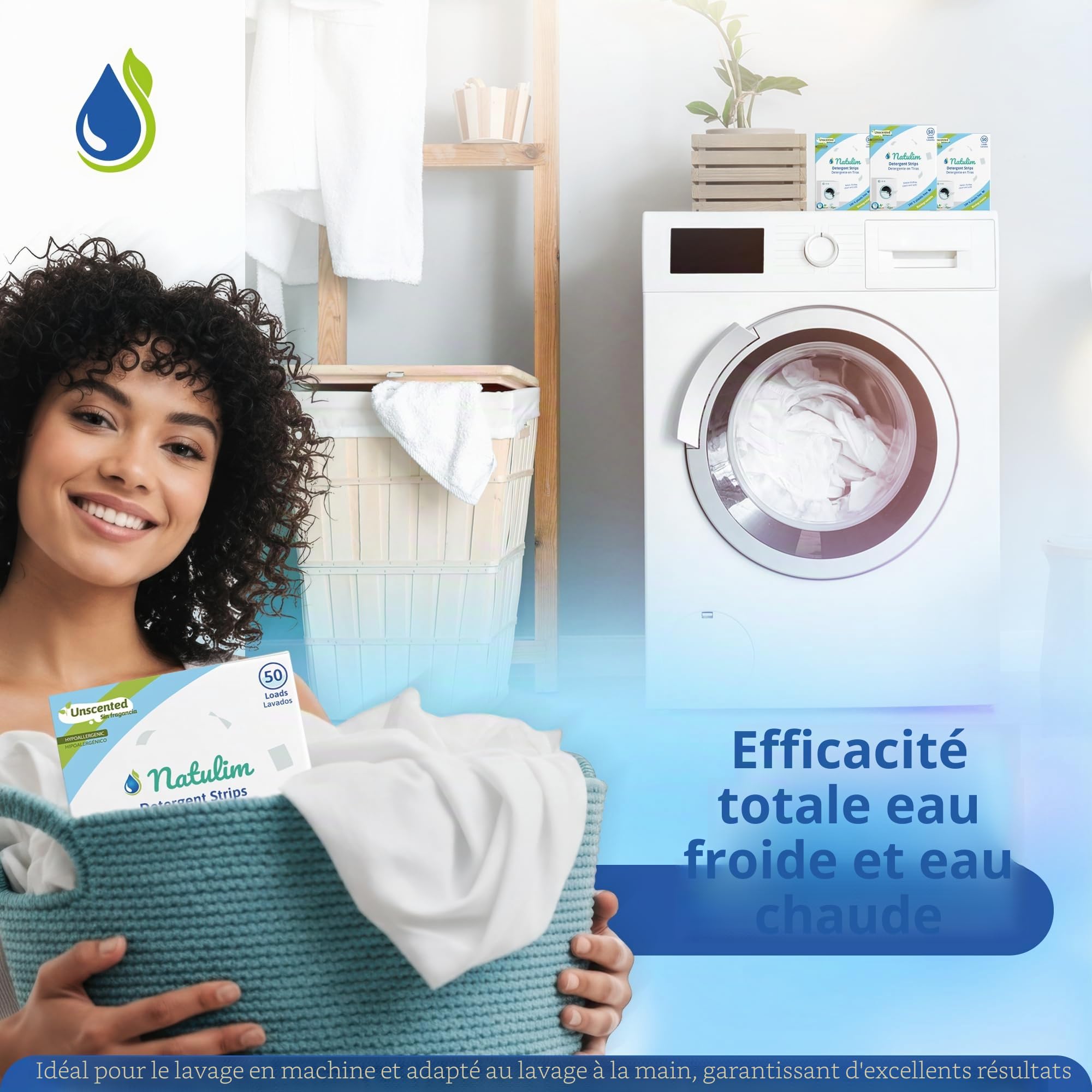 Natulim - Lessive en Feuilles pour machine à laver (360 lavages) - Effet adoucissant, Écologique, Hypoallergénique, Zero Déchet - Vêtement propre et doux (Sans parfum)
