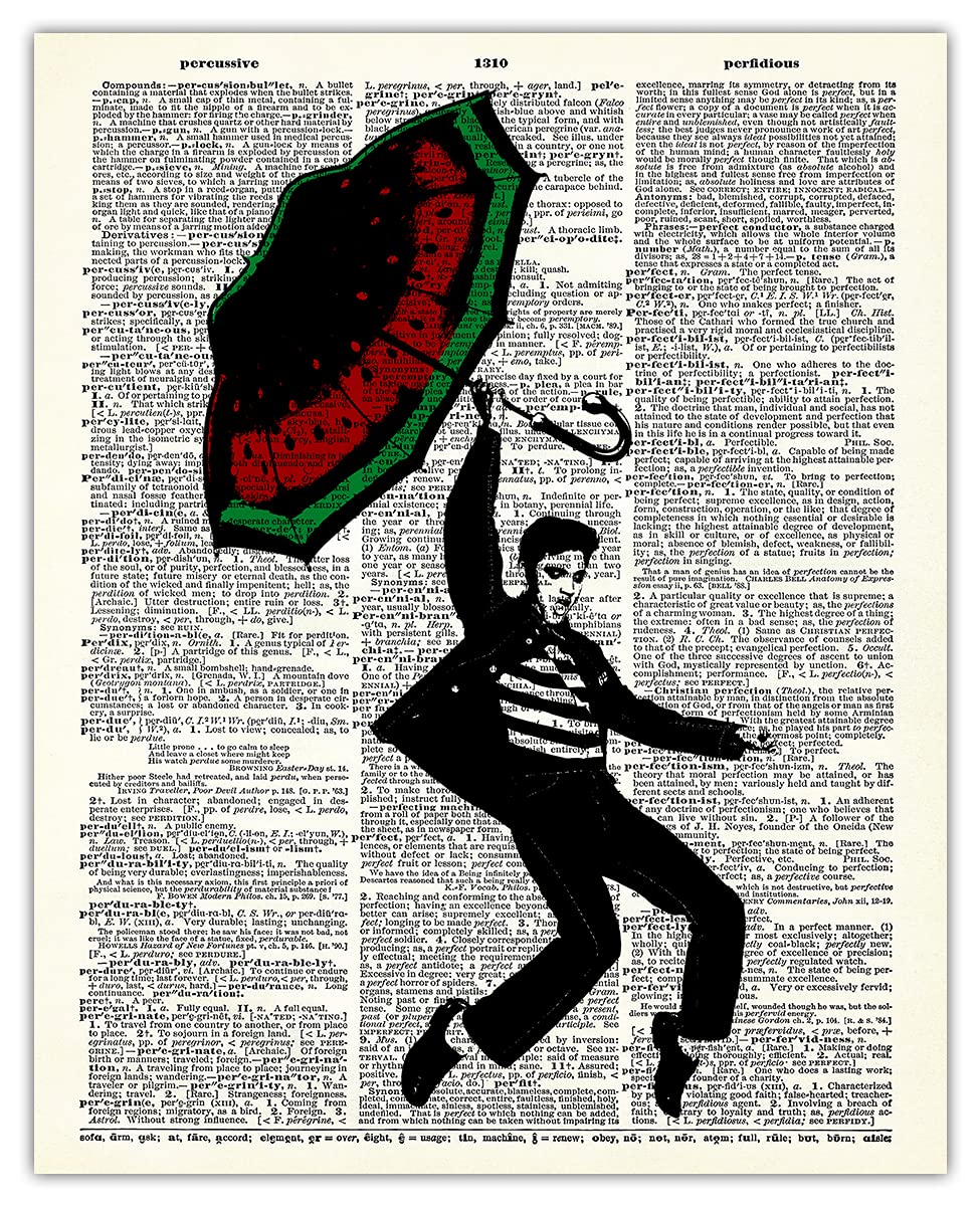 Elvis Presley Holding an Umbrella Dictionary Wall Art Print