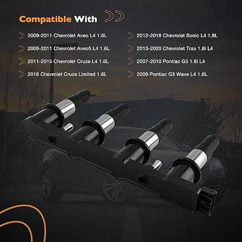 Miniatura 6 de Paquete de bobinas de encendido UF620 compatible con Chevrolet Aveo Aveo5 Cruze Sonic Trax Chevy Cruze Limited, Pontiac G3 L4 1.6L 1.8L Reemplazo
