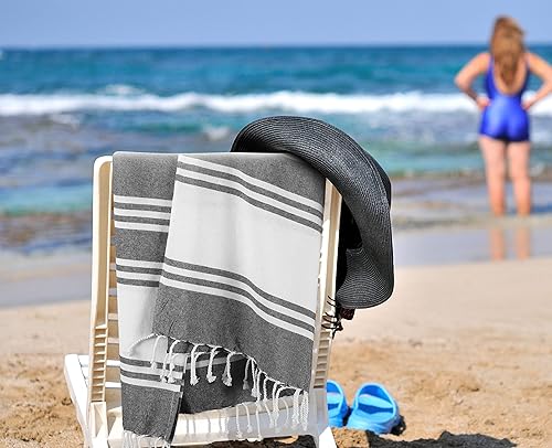 Miniatura 2 de Goroly Home Toalla de playa turca peshtemal de algodón, extra grande, fina de secado rápido, sin arena, toalla de piscina y natación, manta de baño,