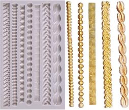 Scroll Lace Fondant Molds, Baroque Chocolate Frame Decor, Clay Frame Relief Mould for Birthday Wedding Cake Decoration Cupcake Topper Pie Crust Candy Resin Clay Furniture Corner Border, Gray