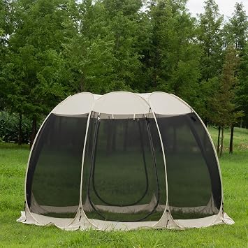 Screen House Gazebo Pop Up Screen Tent Canopy Outdoor Sun Shelter with Mosquito Netting for 8-10 Person Picnics, BBQ, Parties Patio, Backyard, Deck & Outdoor Activities 12 * 7.7 FT