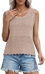 PRETTYGARDEN Womens Crochet Tank Tops 2026 Summer Spring Sleeveless Tops Cute Sweater Vest Trendy Boho Beach Vacation Clothes