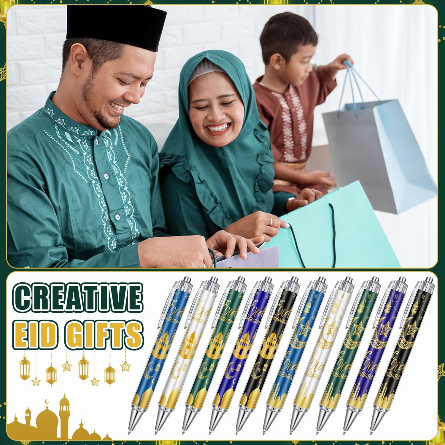 30 Pcs Eid Mubarak Pens Bulk Ramadan Gifts Mubarak Ballpoint Pens Eid Party Favors Arabic Novelty Muslim Gifts Islamic Goody Bag Stuffers(Multicolor) - Image 6