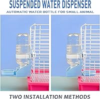 Vista 4 de Botella de agua de conejo con suspensión para mini conejito de indias, chinchilla, botella de agua automática de 16.9 fl oz por Gravity Flow Supply