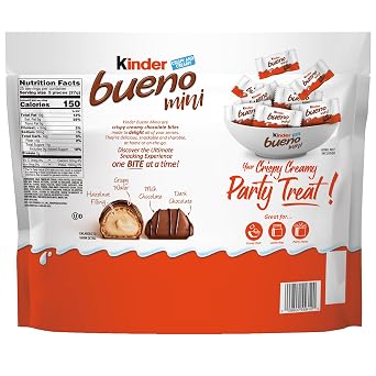 Kinder Bueno Mini Chocolate Bites with Crispy Wafer and Hazelnut Cream, Individually Wrapped, Party Pack, 23.8 oz (Pack of 2)
