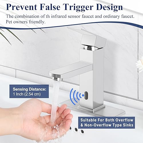 Miniatura 5 de Herogo Grifos de baño sin contacto de acero inoxidable de níquel cepillado con sensor de movimiento automático grifo de baño RV Bar fregadero grifo