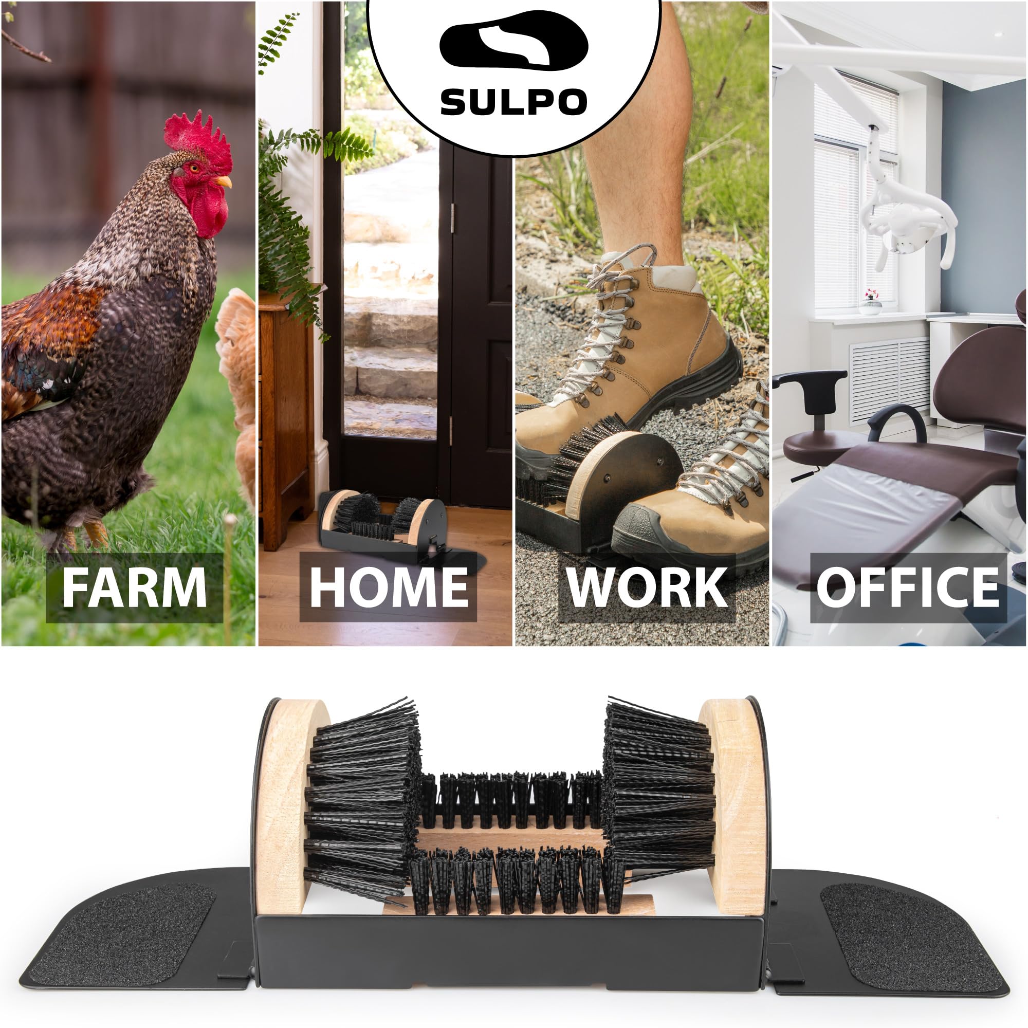 SULPO Pulitore per scarpe con spazzola per esterni, per terrazza, giardino e officina, in metallo, antiscivolo, resistente alle intemperie, per casa e giardino