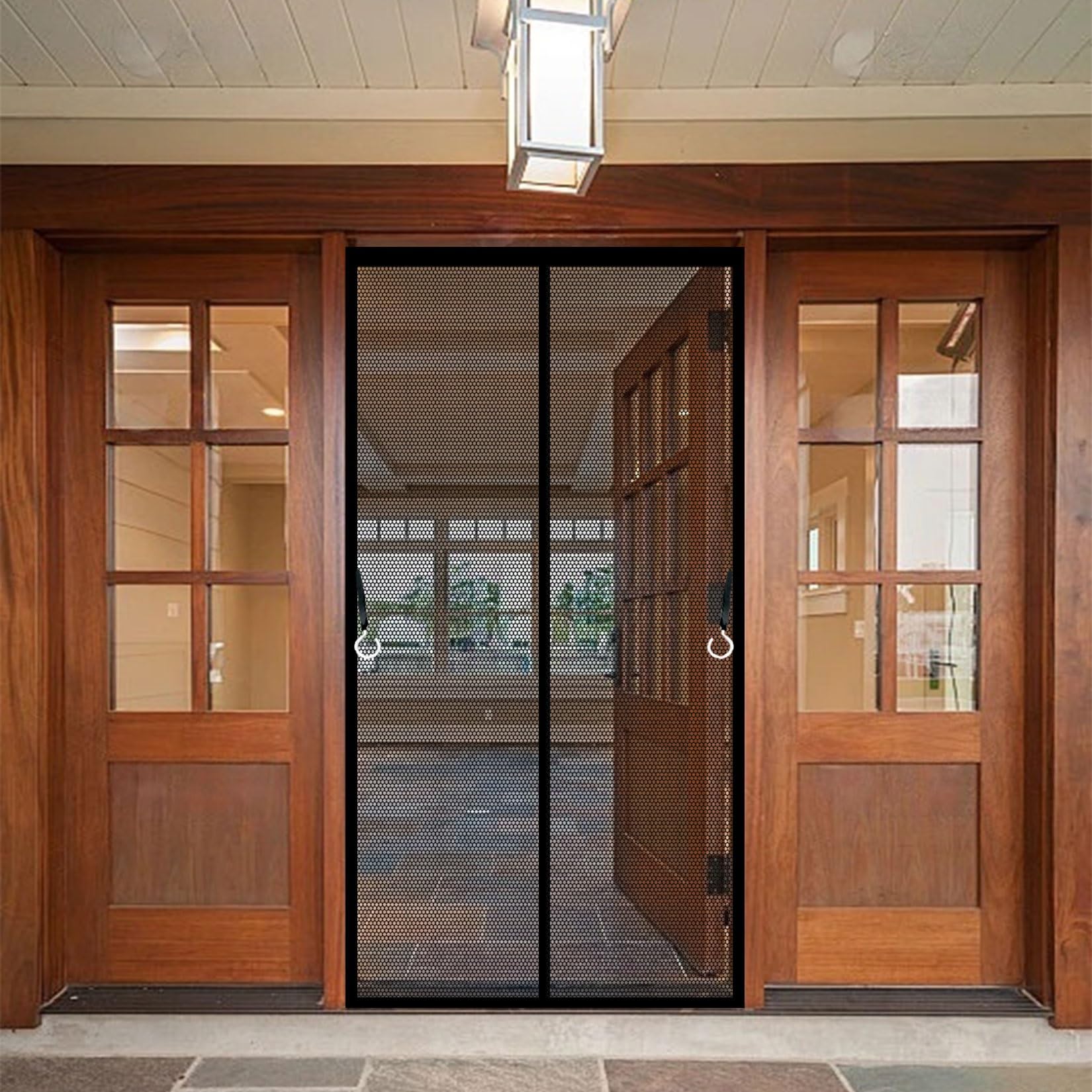 Liujyuan Black Magnetic Fly Screen Door 170 X 216 Cm With Magnets, Magic Tapes, Polyester Fly Screens For Doors No Drill Installation, Keep Bugs Out Pet And Kid Friendly,