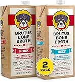 Brutus Broth for Dogs - All Natural Bone Broth for Dogs with Chondroitin Glucosamine Turmeric -Human Grade Dog Food Toppers - Beef and Pork Bundle