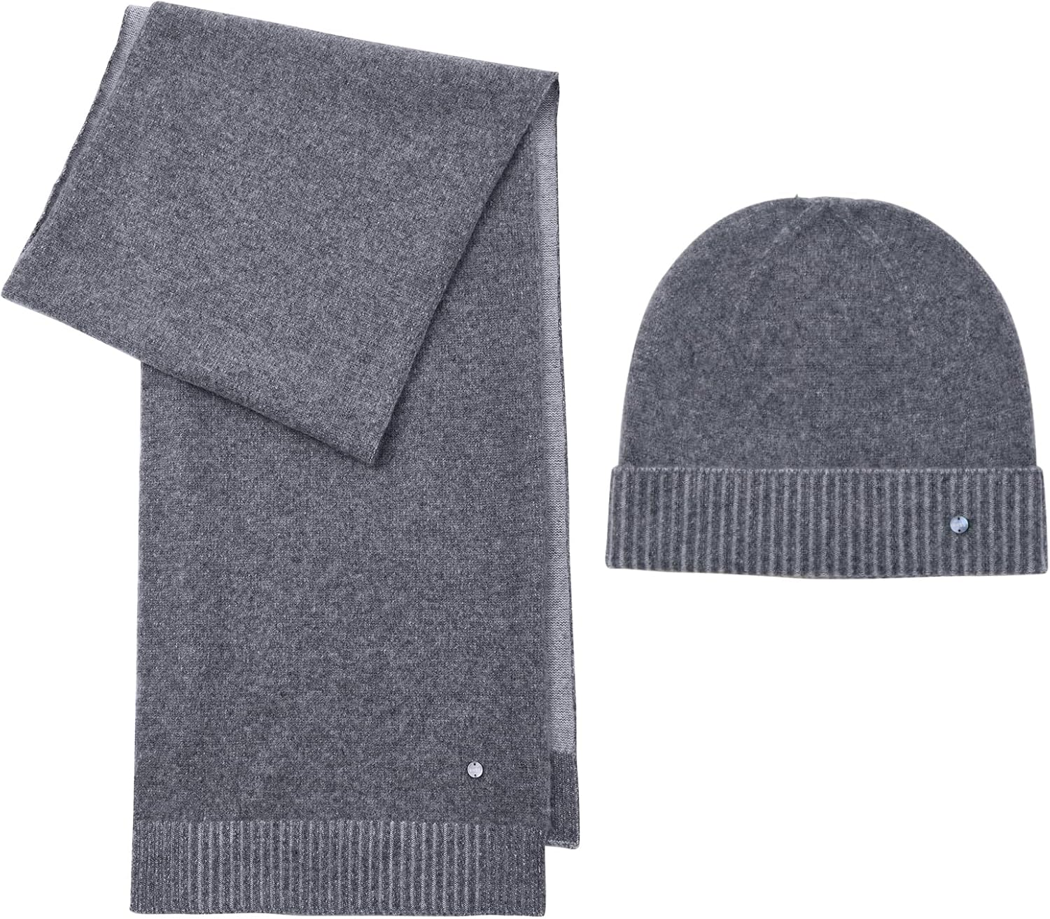 KVSS 100% Pure Cashmere Beanie Hat and Scarf Set for Women & Men Fuzzy Knit Winter Warm Set | Luxury from Inner Mongolia