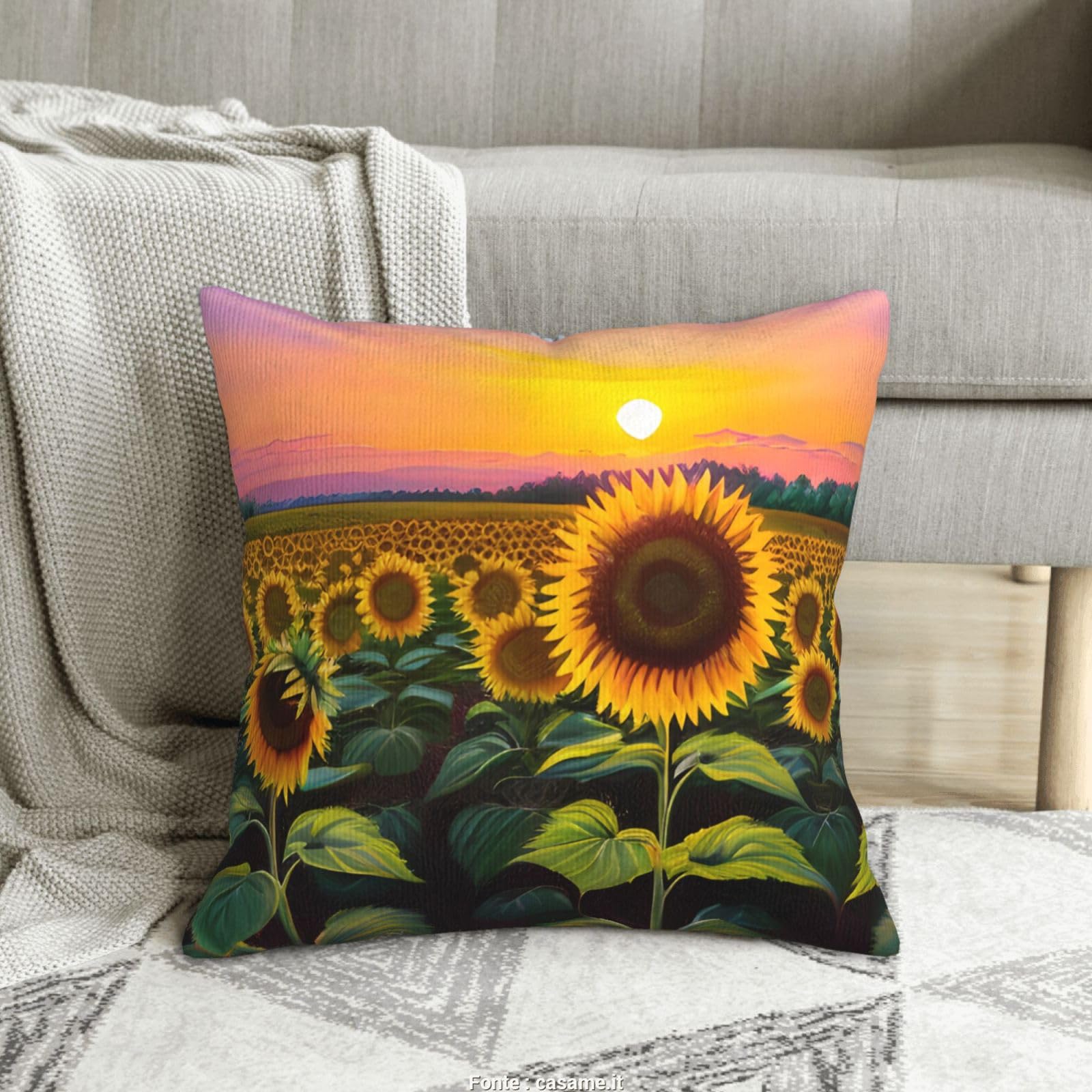 Housses de coussin velours côtelé 50x50 cm tournesol pour embellir votre lit