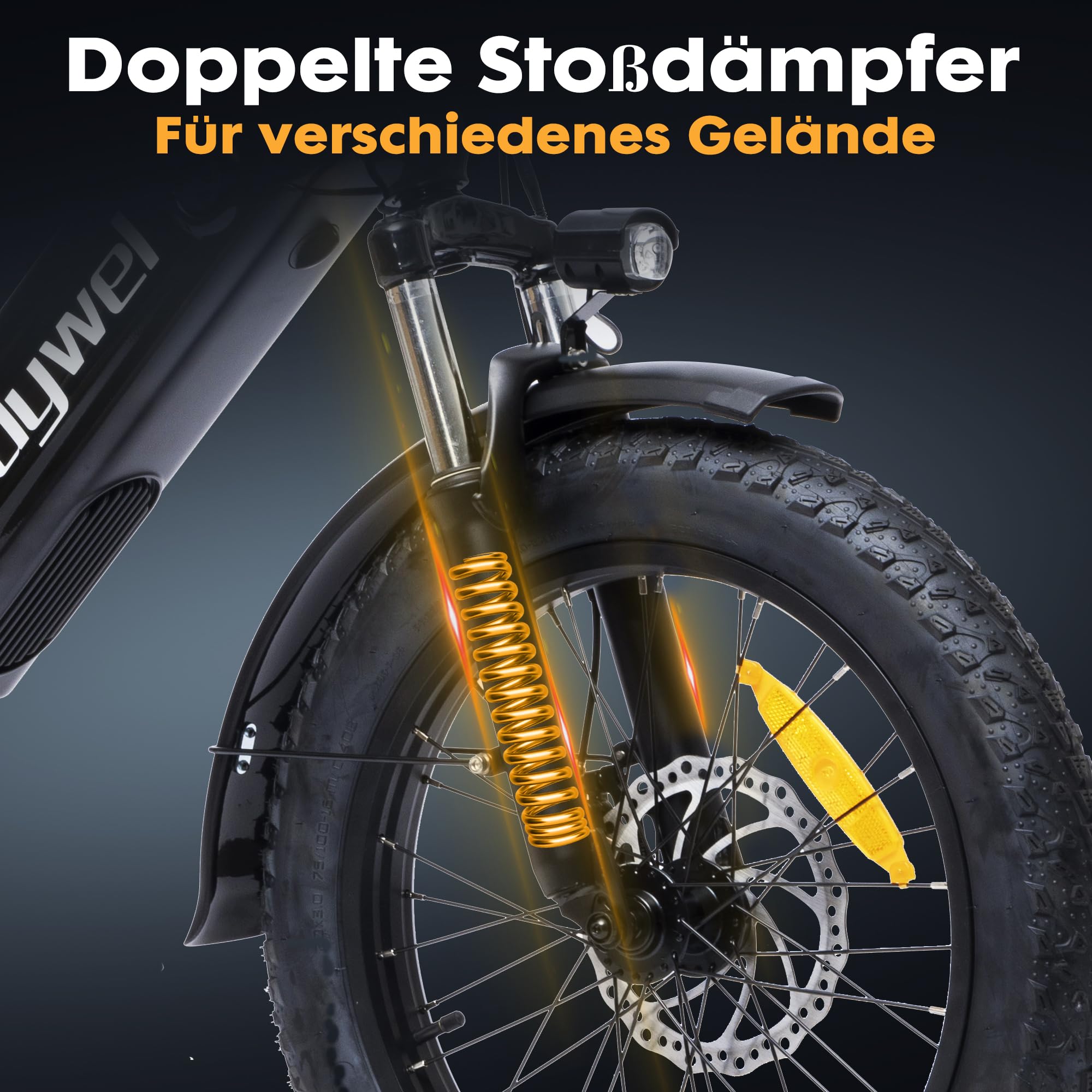 Bodywel F20 E Bike Herren Damen, 20x3.0“ E Fatbike Tiefeinsteiger Elektrofahrrad City Mountain,70-80km Reichweite, 48V 15Ah Akuu, 250W Heckmotor, 4,5“ LED Display, 7-Gang-Getriebe, Federgabel