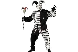 Men's Plus Size Black Evil Jester Costume