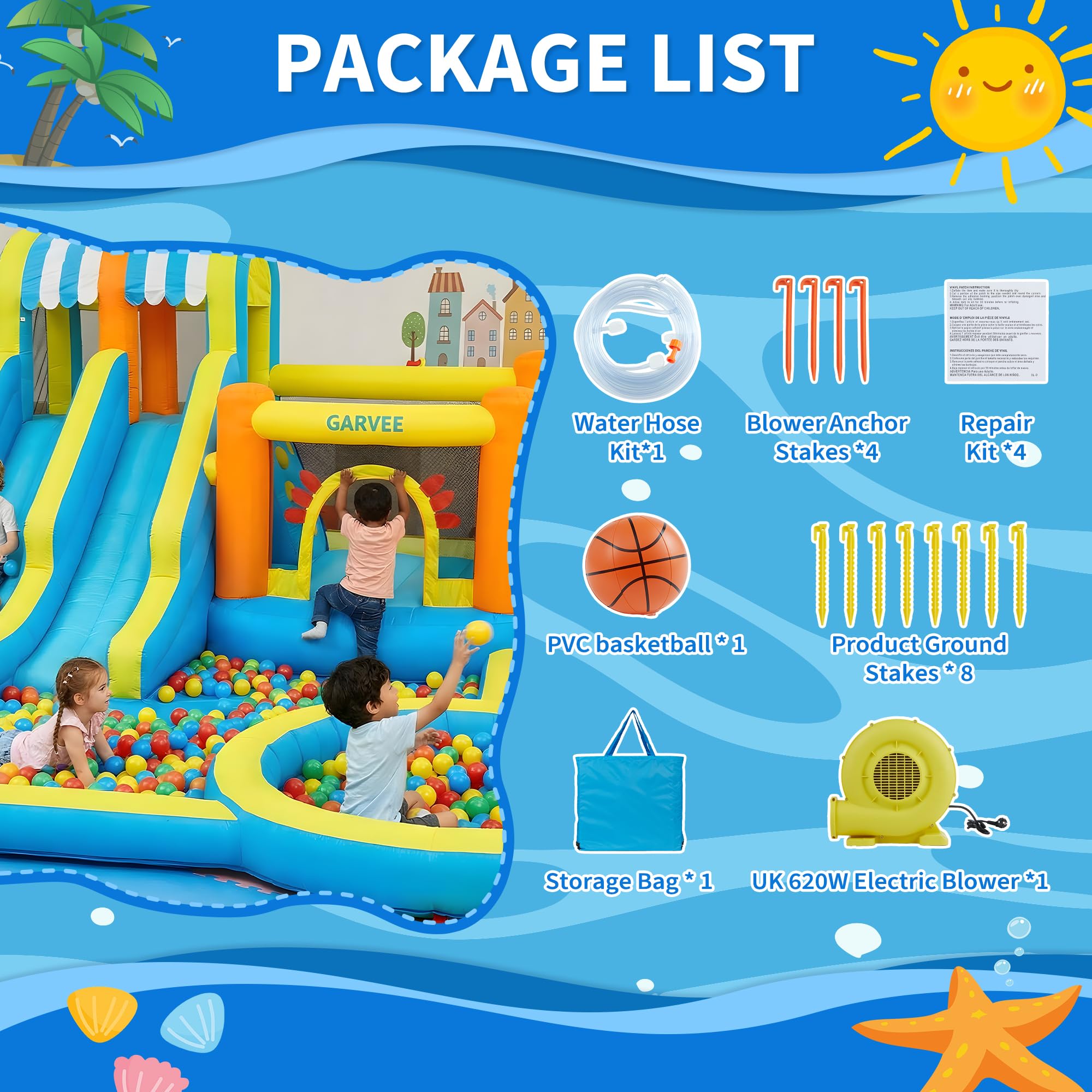 Castello Gonfiabile Per Bambini,Piscina Gonfiabile Bambini Giochi Da Giardino Per Bambini Trampolino Piscina Parete Da Arrampicata Piscina Gonfiabile Con Scivolo