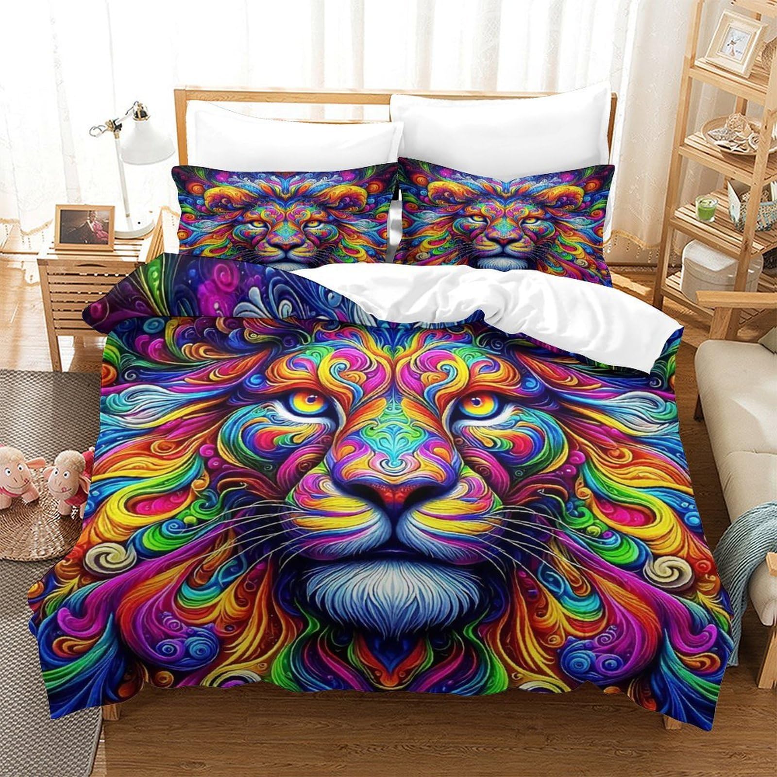 Housse de couette 140x200 prairie africaine en microfibre douce avec sa taie d'oreiller