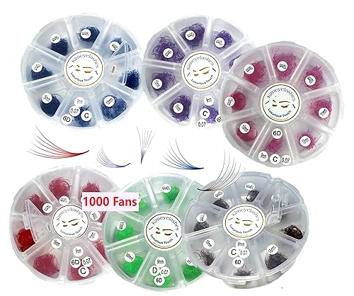 Miniatura 3 de 1000 abanicos de volumen prefabricados con longitudes mixtas de 0.354-0.630 in, sueltos C, D, extensiones de pestañas hechas a mano, suministros de