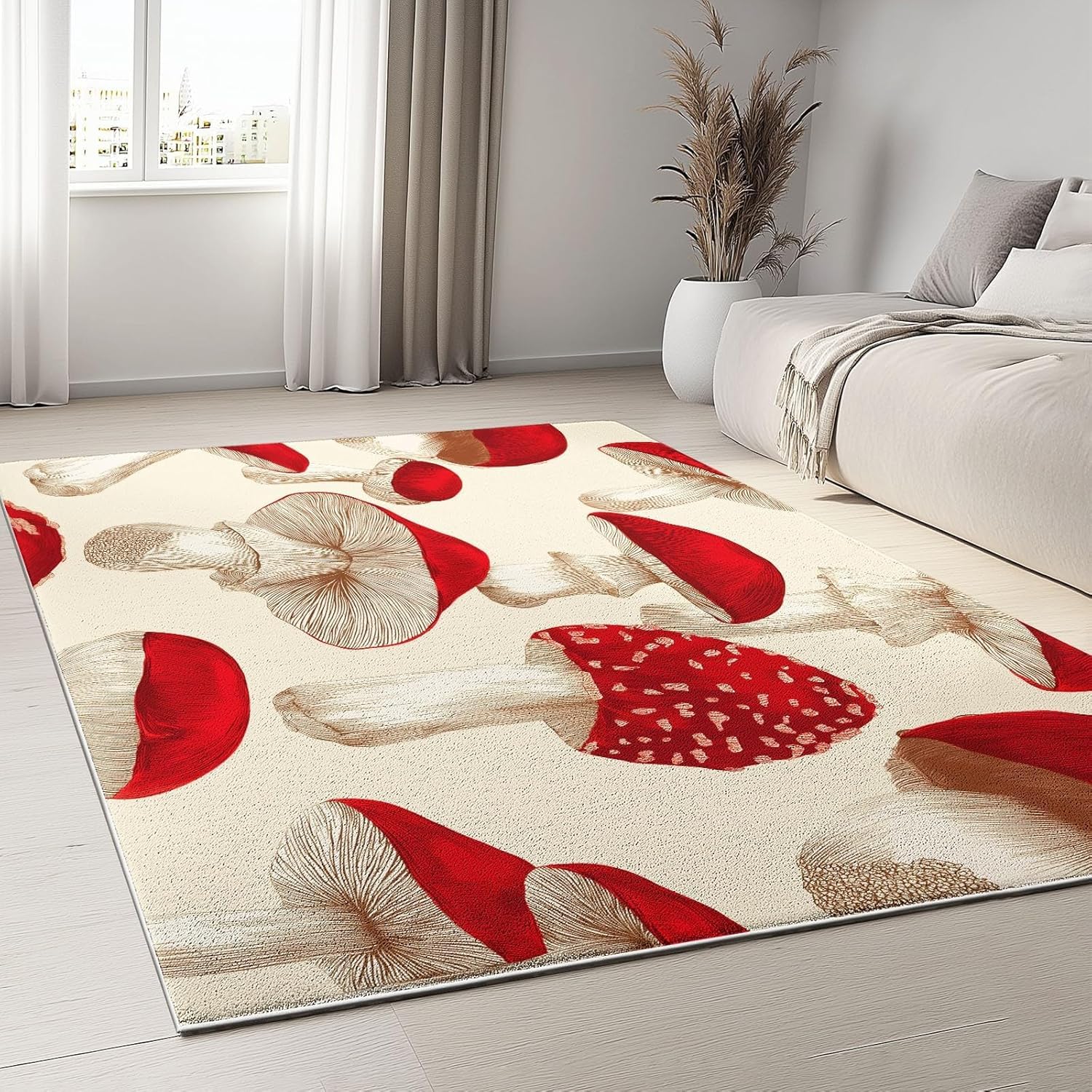 Tapis champignons lavable en machine et antidérapant 180x270 cm effet 3D