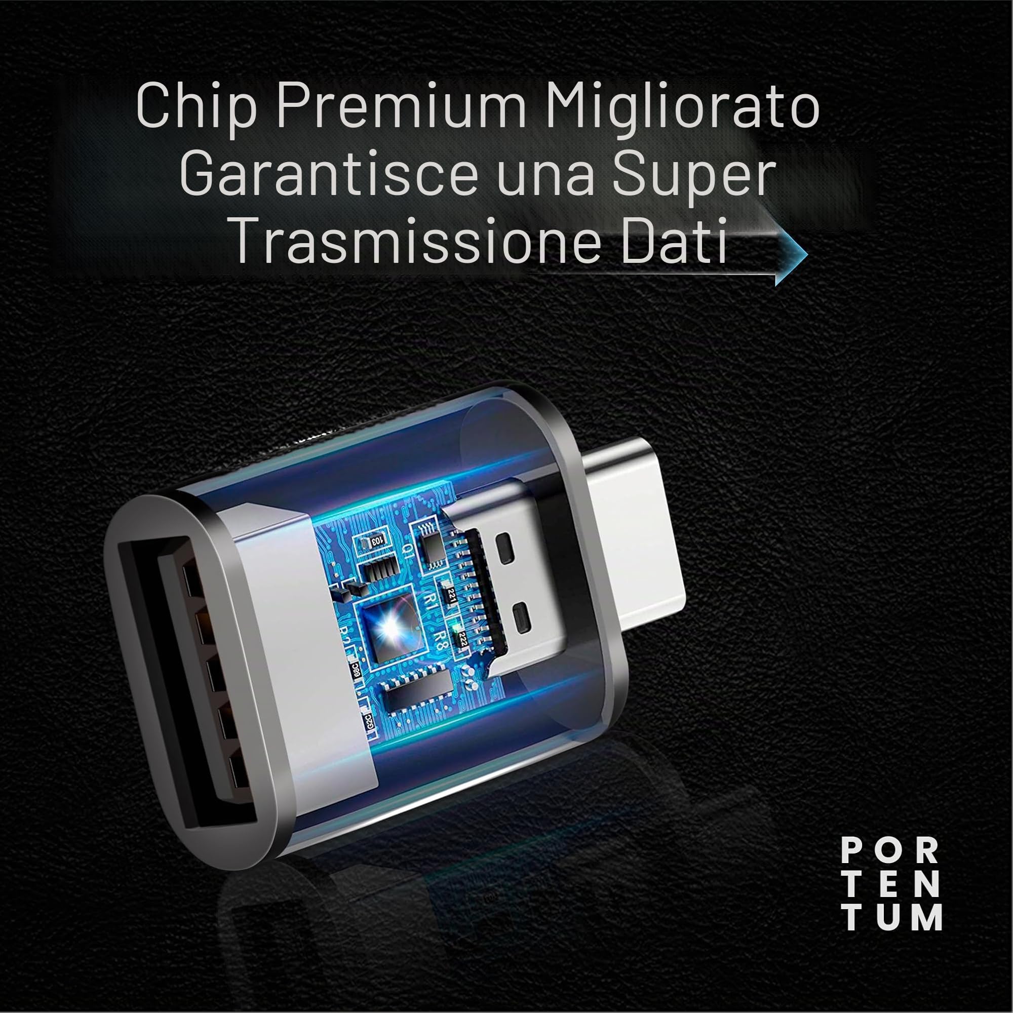 PORTENTUM Adattatore USB C a USB 3.0 OTG 10 Gb Zinco