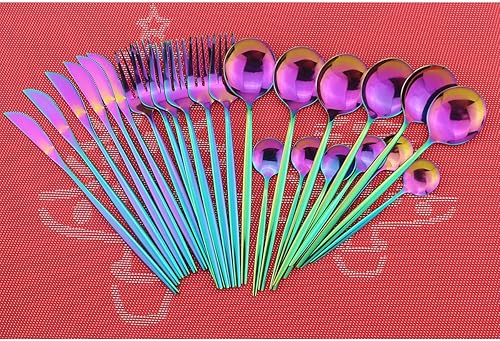 Miniatura 3 de Set de cubiertos Gugrida, juego de cubertería reutilizable, de acero inoxidable 18/10, set de cubiertos reflejantes, ideal para reuniones familiares