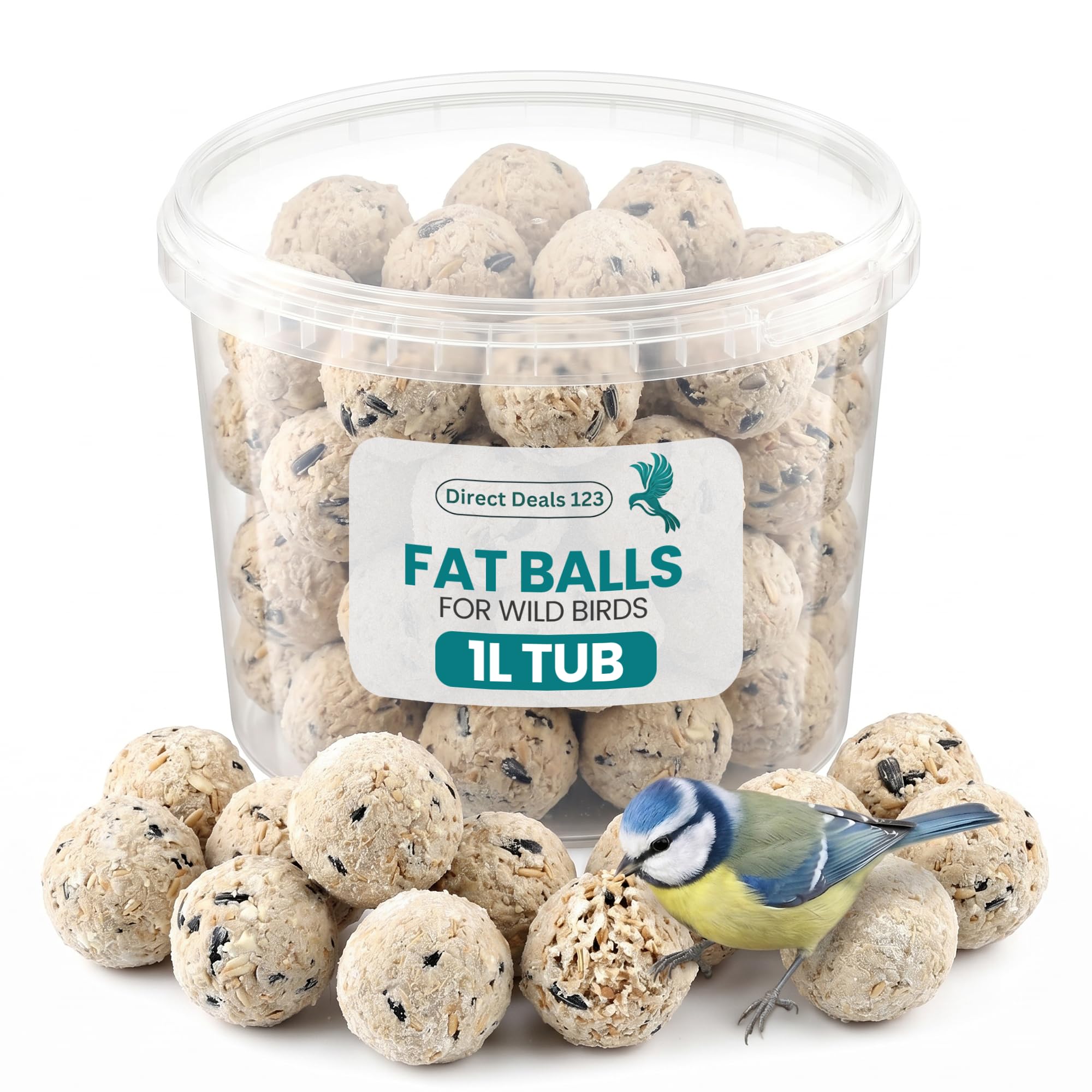 1L Fat Balls for Wild Bird Food, Feed for Robins Sparrows Garden Wildlife