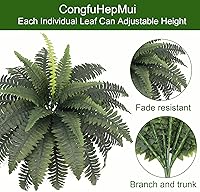 Vista 7 de Helechos artificiales para exteriores e interiores de 33 pulgadas de extensión, 2 tallos grandes, helecho Boston falso, plantas artificiales de seda