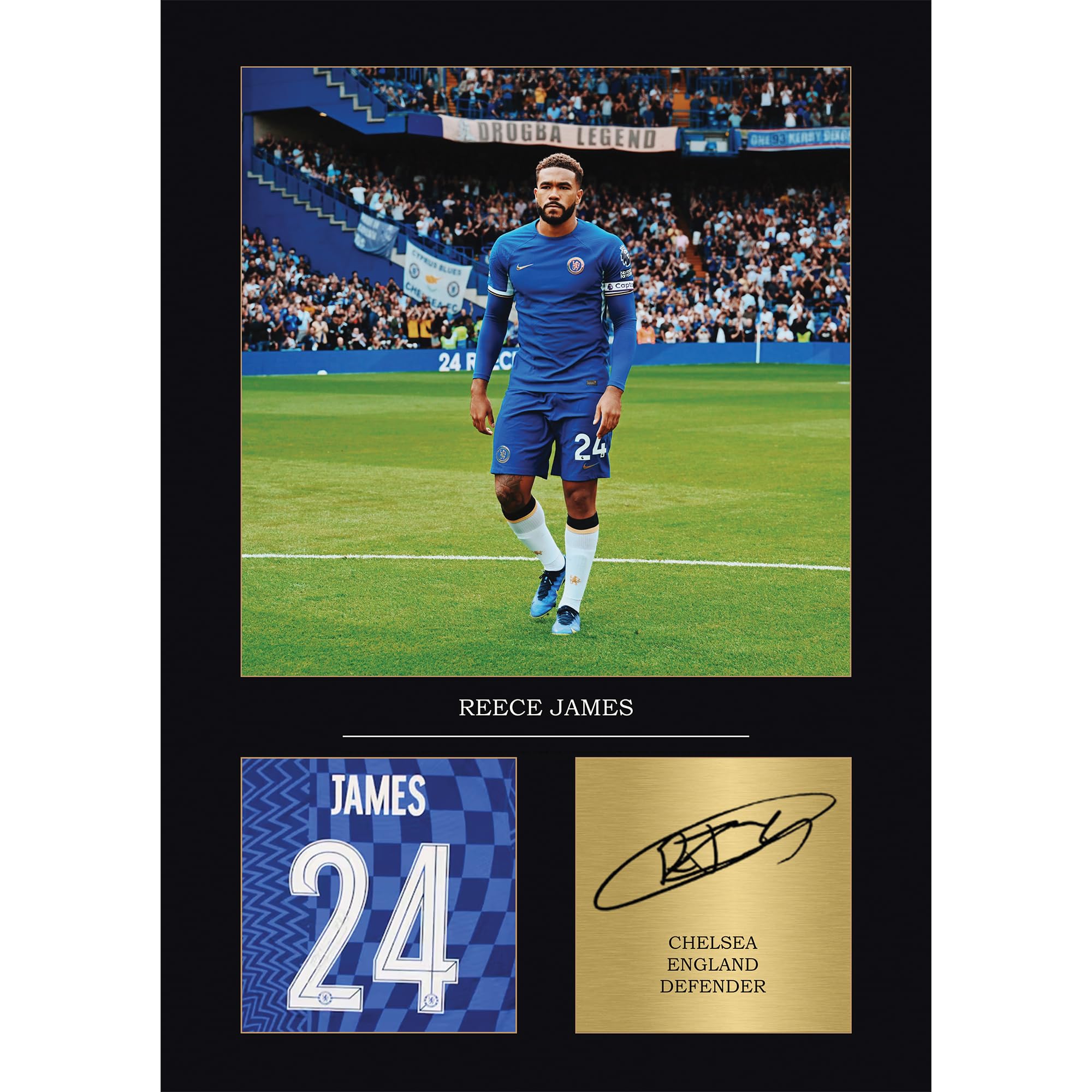 Reece James Gift Signed A4 Print Display Unframed Chelsea Gifts For Boys Digitally Reproduced Signature Chelsea FC Gifts CFC (Framed)
