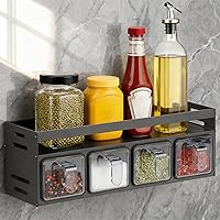 Vista 3 de Kitchen Spice Rack, Kitchen Organizer and Storage Rack with 4 Spoons, Spice Organization for Cabinets Punch-free Wall/Countertop Home Decor