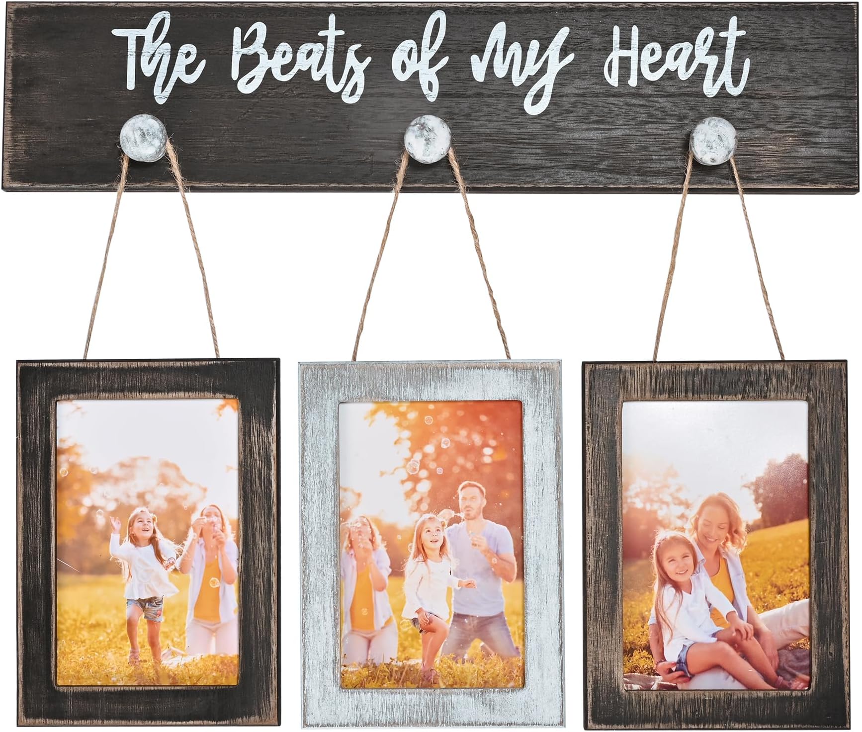 Donmills 4X6 Photo Frames Multiple Pictures Hanging Triple Collage Display for Wall Farmhouse Rustic Vintage Photo Frame with HD plexiglass Picture Frame Wall Decor for Living Room, Set of 3