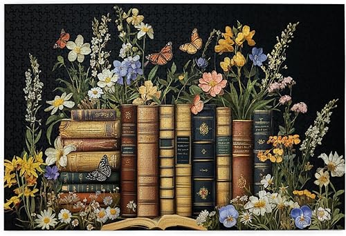 Rompecabezas retro de flores silvestres para adultos de 1000 piezas, rompecabezas de páginas de flores silvestres, rompecabezas de libros vintage