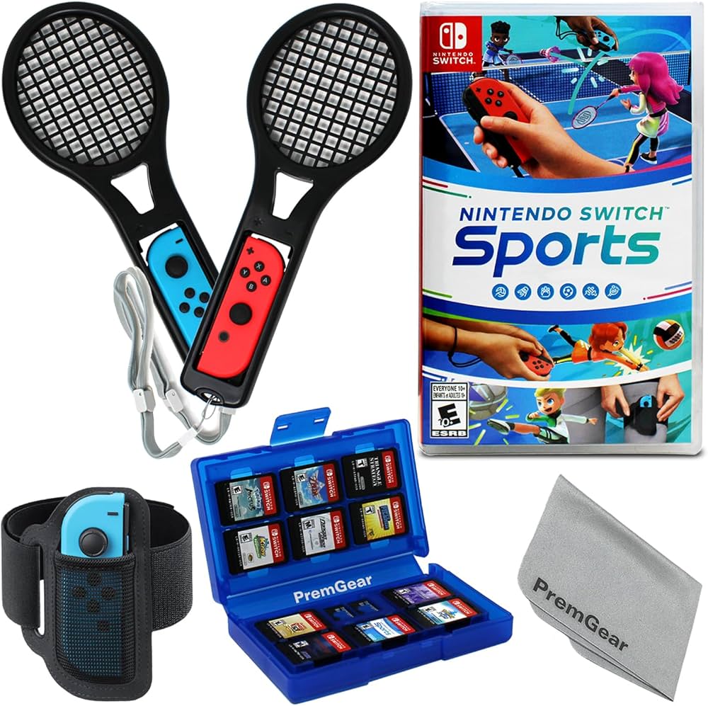 Nintendo Switch Sports Switch with Leg Strap accessory, 2 Tennis