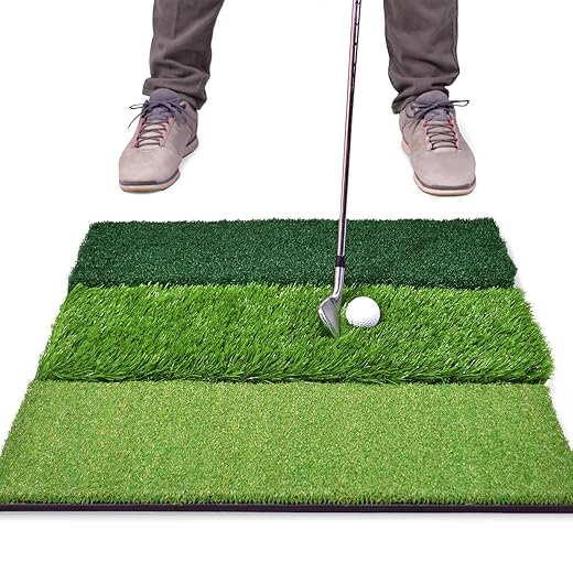 GoSports Tri-Turf XL Golf Practice Hitting Mat - Huge 24 Inch x 24 Inch for Optimal Practice