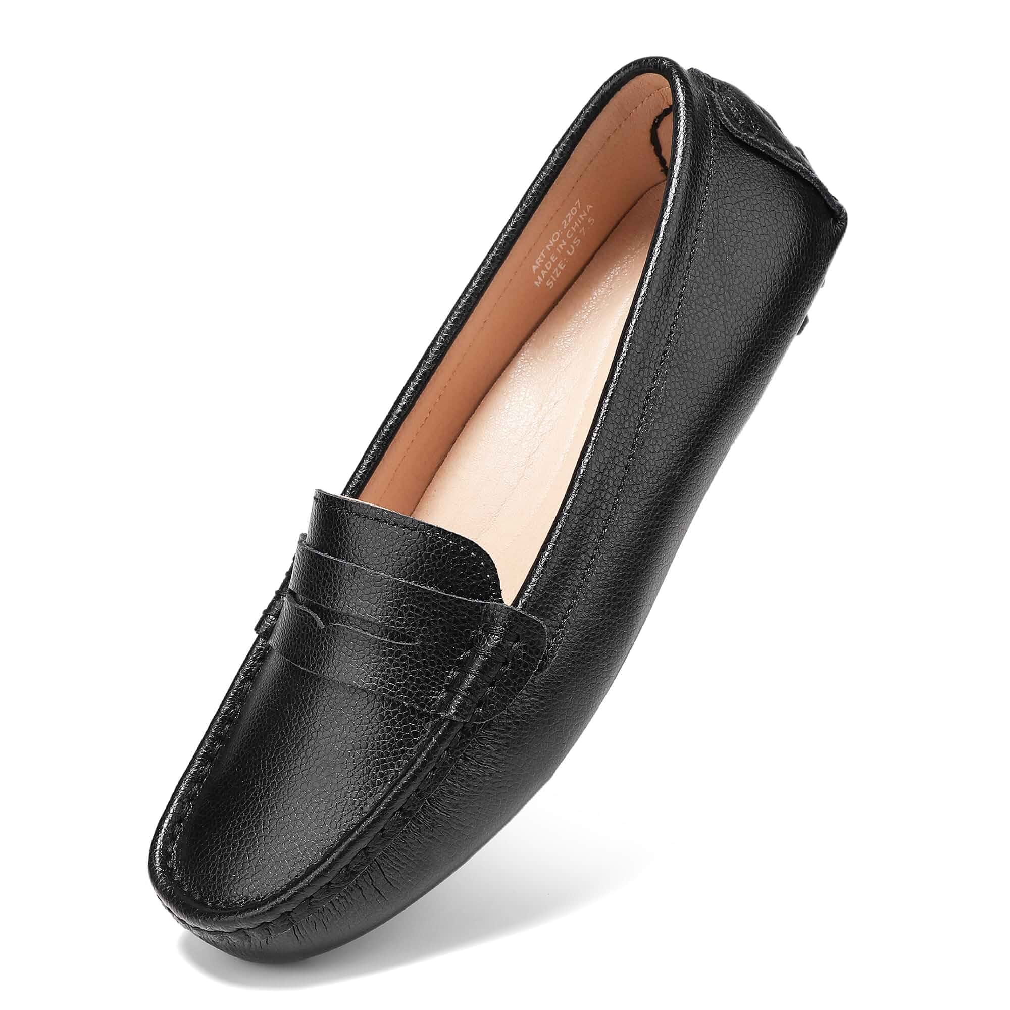 BEAUSEEN Women's Genuine Leather Penny Loafers Classic Driving Moccasins Casual Slip On Comfort Women Loafer Shoes