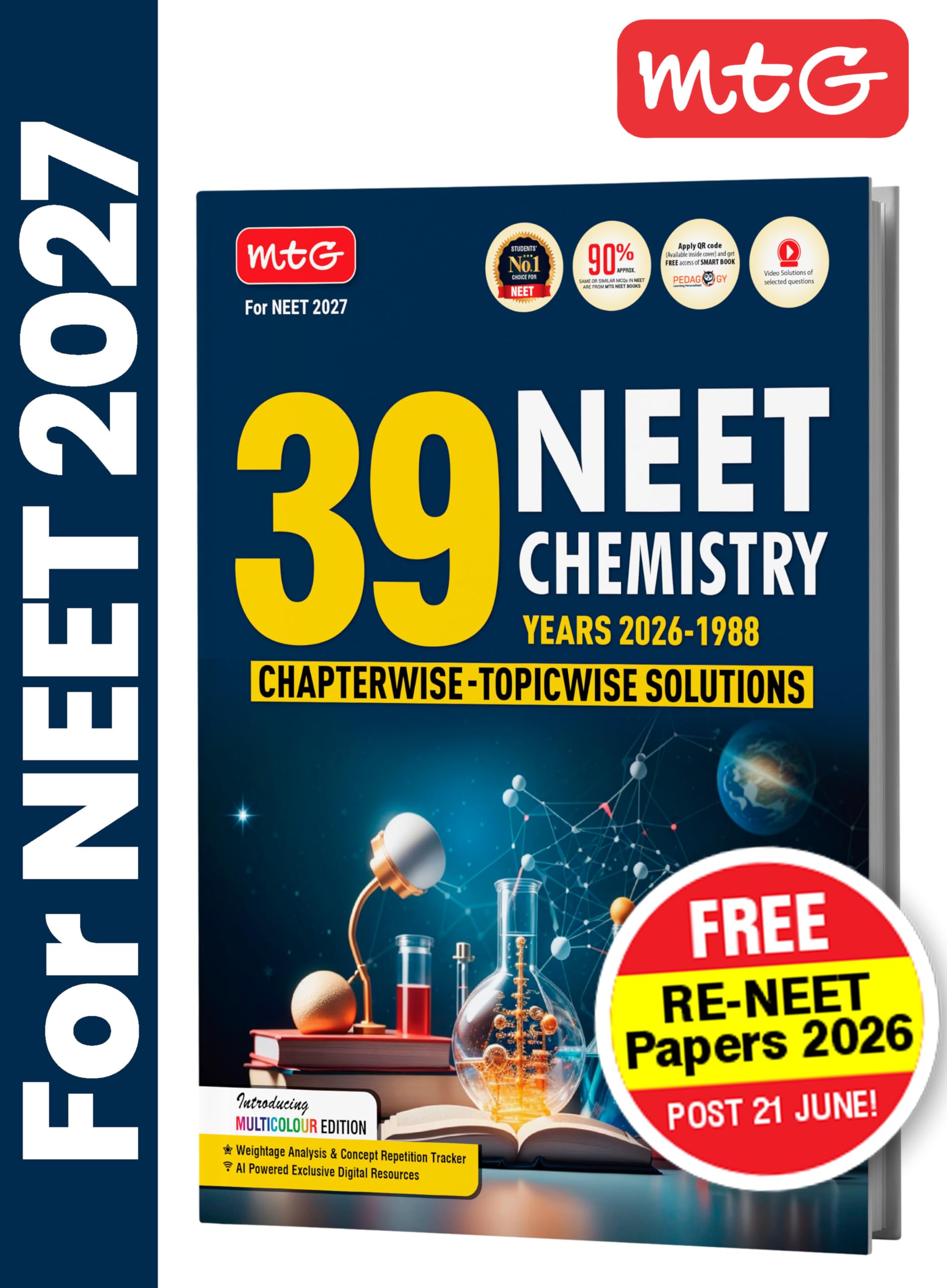 MTG NEET PYQ 39 Years Chemistry Book For 2026-2027 Exam | Chapterwise Topicwise Solved Question Papers | Free Video Solutions | AI Powered Digital Resource