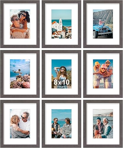 Vista 30 de Vittanly - Juego de 9 portarretratos, plexiglás resistente a rupturas, exhibe fotos de 12 x 12 pulgadas o, con paspartú, de 8 x 8 pulgadas, marcos