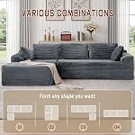 Korser 108" Sectional Couches for Living Room, Modular Sectional Sofa with L-Shape Chaise, Cloud Couch, Comfy Corduroy Fluffy Couch with Deep Seat and Side Pockets, No Assembly Required