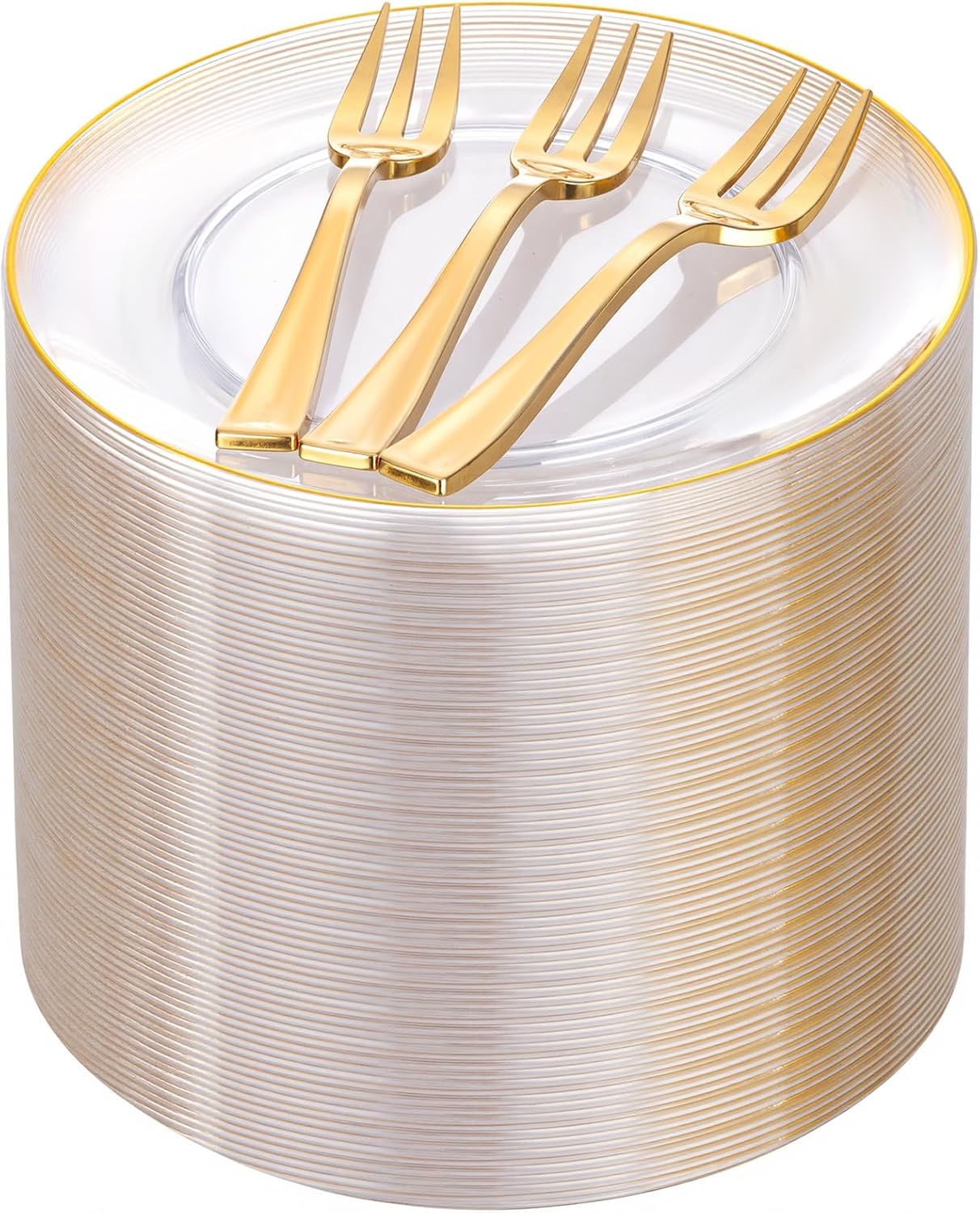 Festiva 200Pcs Clear Plastic Dessert Plates Disposable 6.3" with Plastic Forks 5" - Small Clear Plates-Dessert/Cake/Appetizer Plates for Birthday/Easter Party & Wedding - Serve for 100Guests