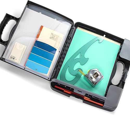 Miniatura 5 de Officemate Portapapeles portátil almacenamiento caja de plástico para tamaños A4, carbón (83301), 11-34"W x 1-12"d x 14-12"h