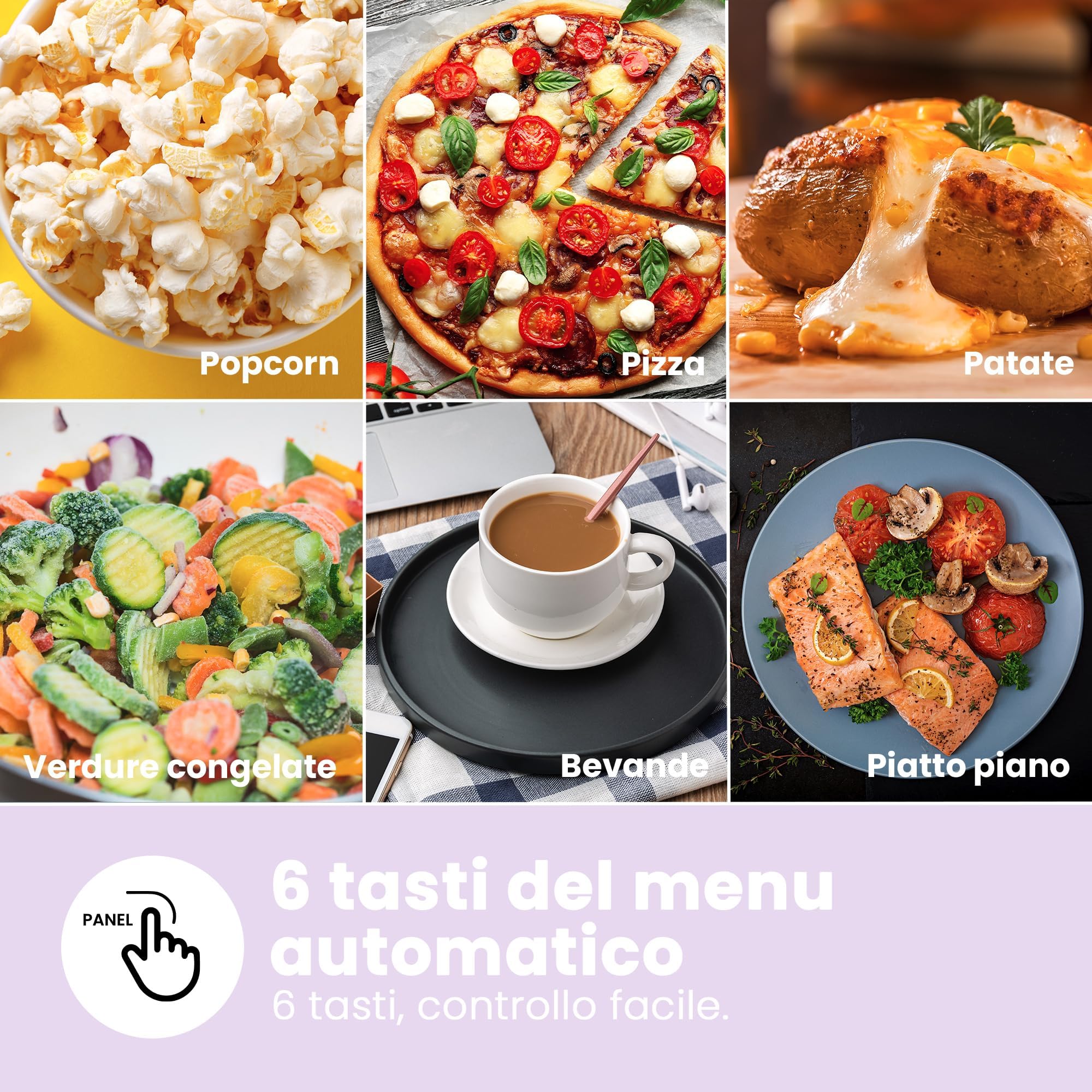 Forno a Microonde Digitale, 700W, 20L, 6 Menù Preimpostati, Express Cook, 11 Livelli di Potenza, Scongelamento, Funzione di Memorizzazione - Bianco