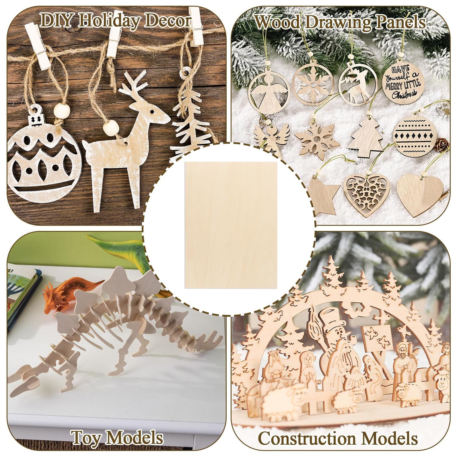 JMIATRY 15 Stück Sperrholzplatte 3mm, Lindenholz 400 * 300 * 3mm, Holzplatten zum Basteln, Holzplatte für DIY, Modell, Malen, Gravieren