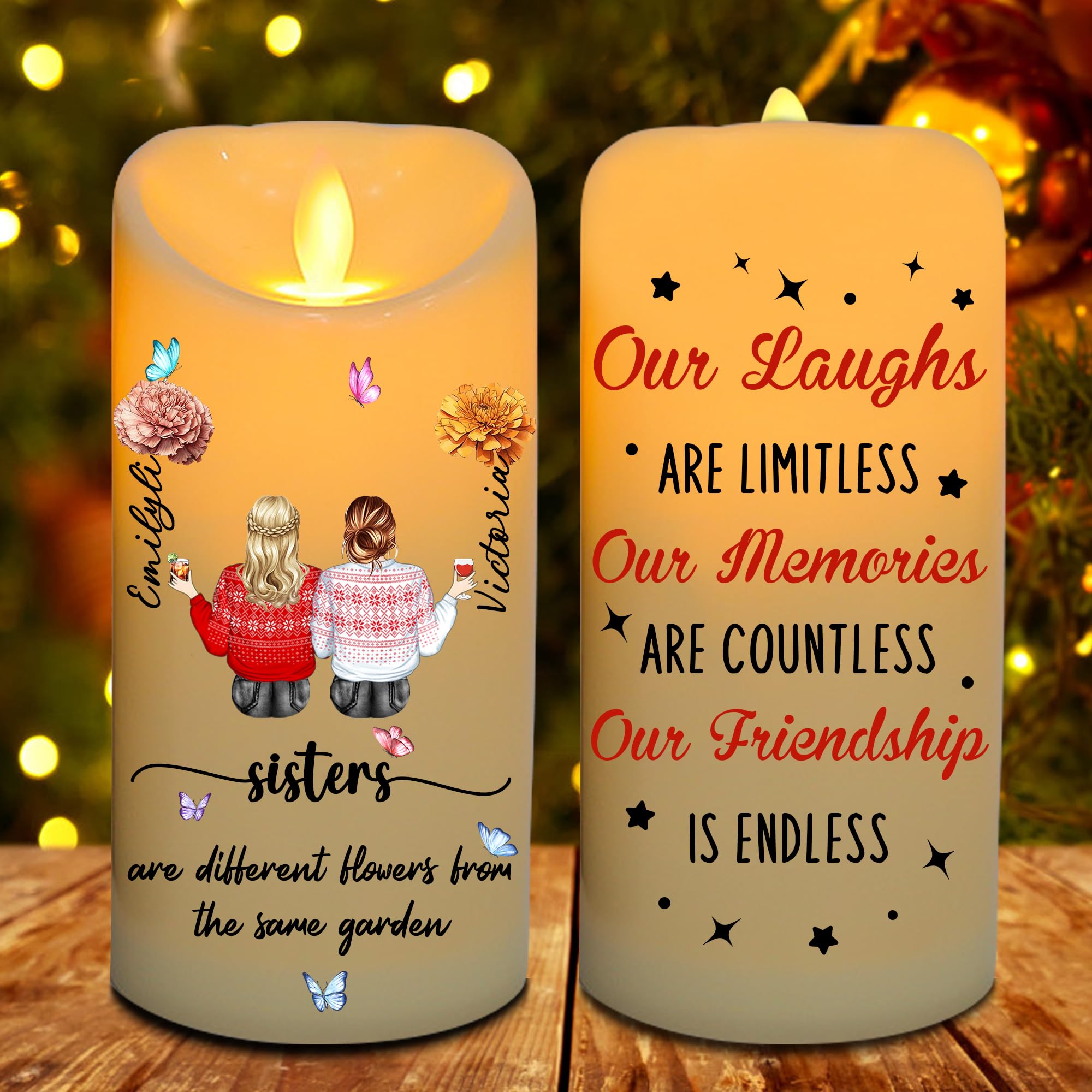 MYZQIFF Bestie Forever Our Friendship is Endless, Personalized Bestie LED Candles Light, Custom Name Christmas Friend Friendship Bestie Sister Candles Lamp Night Light Gifts for Women (style10)