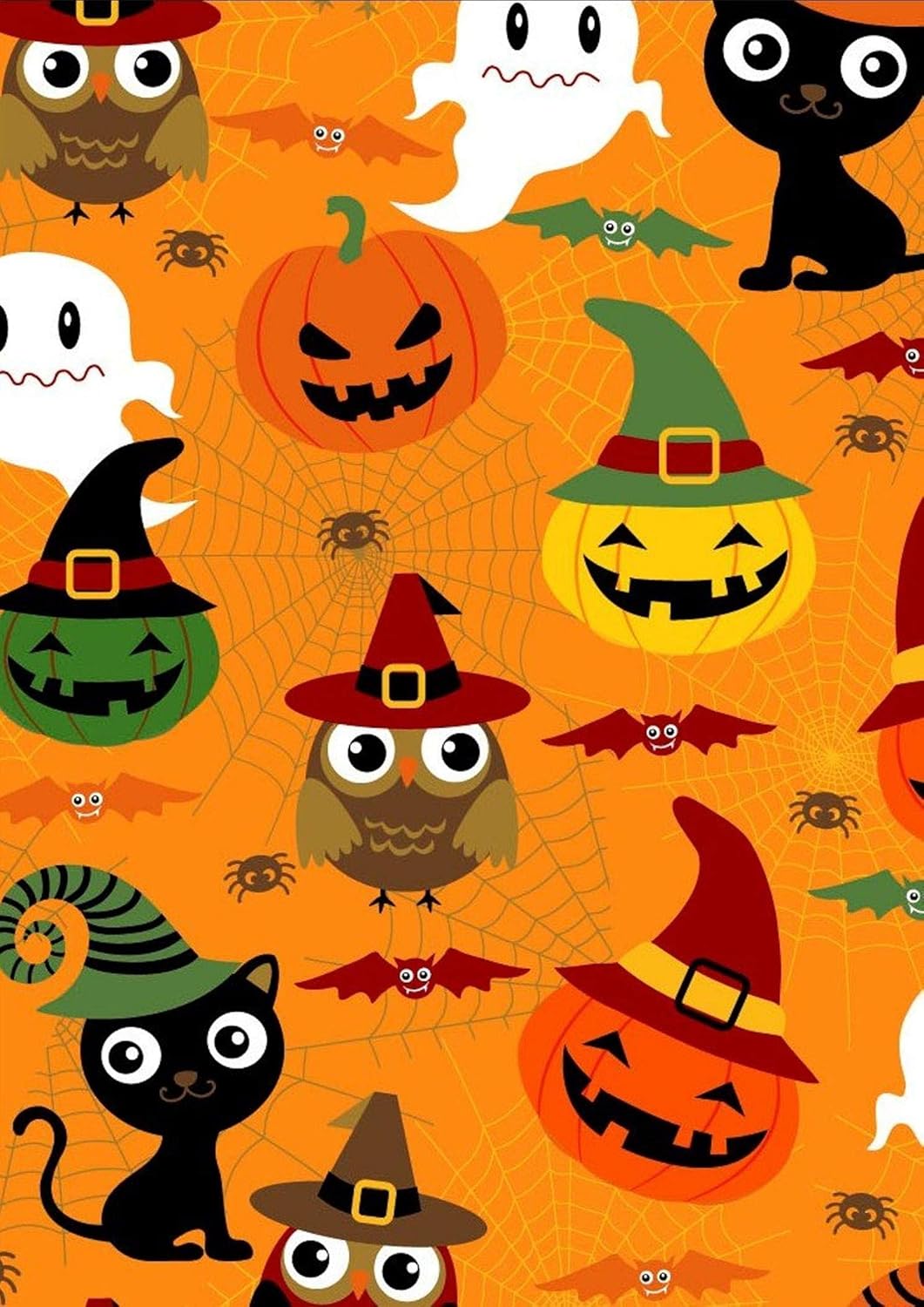 David Textiles Adorable Spooks Halloween Orange Premium Quality 100% Cotton Fabric by 1/2 Yard.