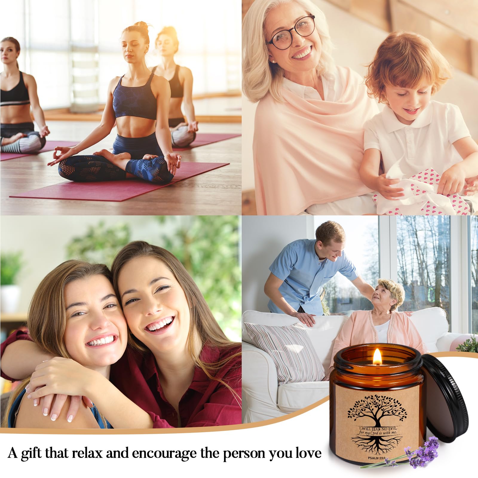 Juego de 10 tarros de velas aromáticas religiosas cristianas, regalo a granel para mujeres, 3.5 onzas, versículos católicos de la Biblia, regalo para la iglesia, regalo para el día de la madre,