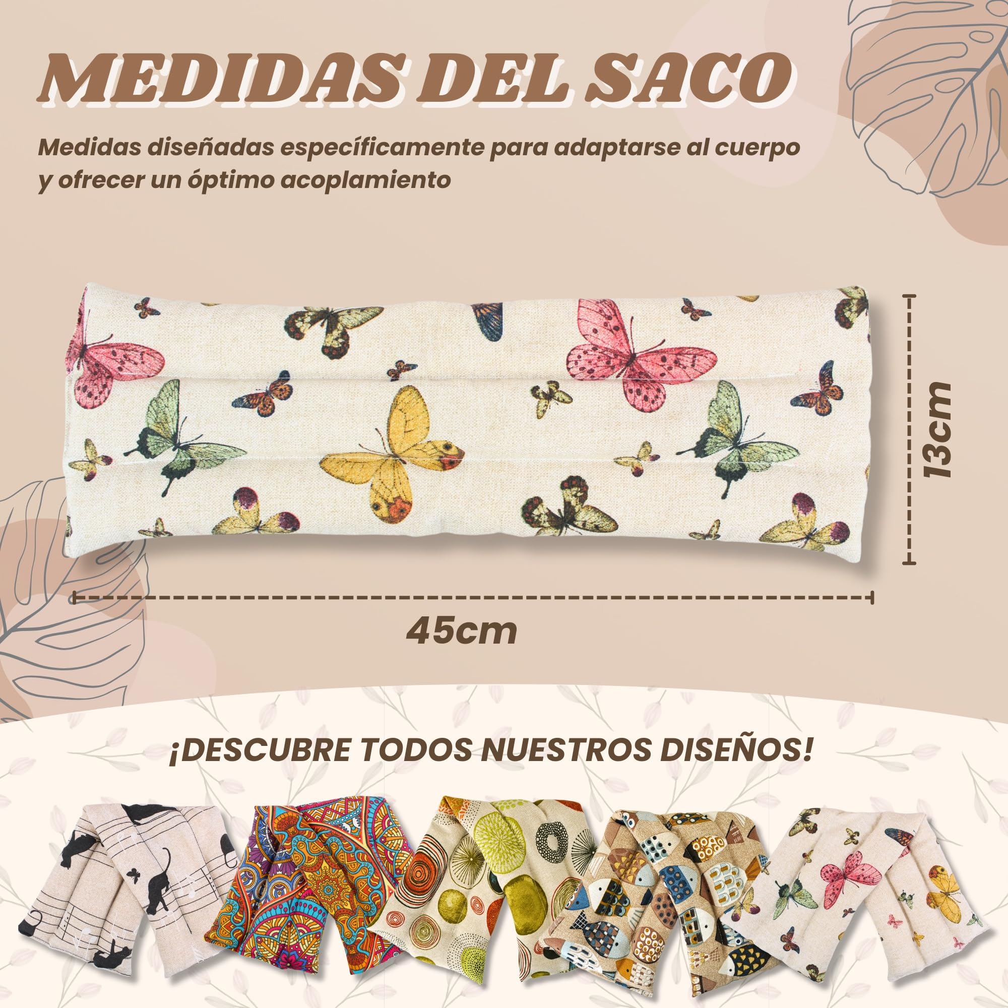Saco Termico Semillas para Microondas - Bolsa Semillas Calor Microondas - Cojin de Semillas para Microondas - Sin Aroma - Relleno de Semillas de Mijo Ecológico - Fabricado en España 45x14cm