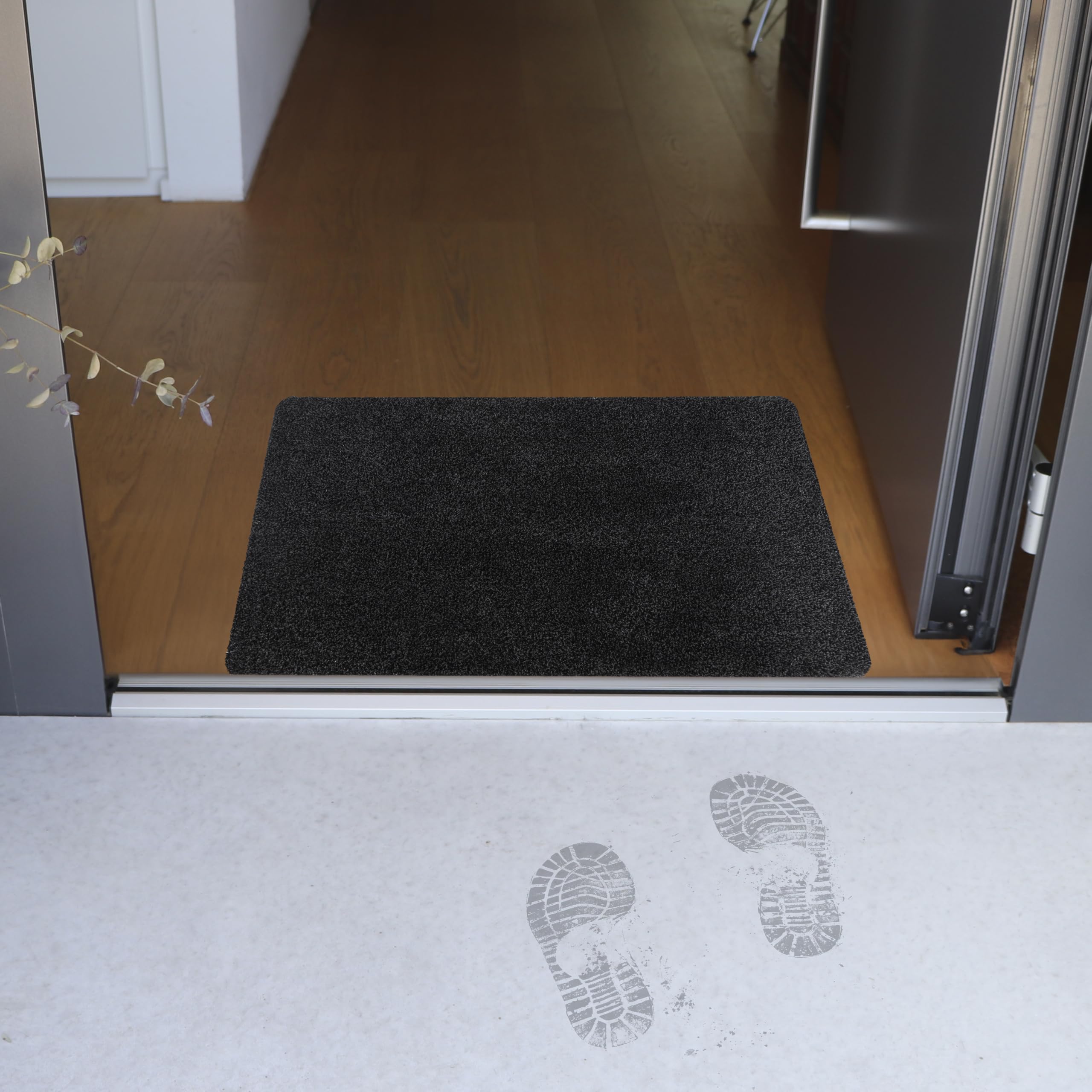 Primaflor Schmutzfangmatte Aqua Stop | 100 x 120 cm | Granit | 80 % Baumwolle, bei 30 °C waschbar, 6 mm flach und mit rutschhemmendem Vinylrücken für Eingang, Flur und Tür