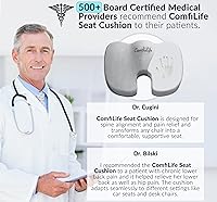 Vista 5 de Cojín para silla de oficina y asiento de coche para el alivio del dolor de espalda y ciática, espuma con memoria ortopédica coxis (gris) de ComfiLife